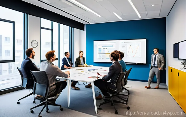 공동체 형성을 위한 협력 네트워크 - **"The Spark of Innovation"**: A high-definition, photorealistic image capturing a dynamic brainstor...